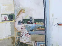 Irving Block, Singer'S Sphynx, Oil on canvas