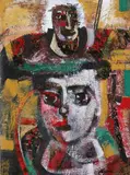 John Lynn, Portrait of a Woman, Mixed media on board