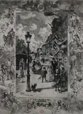 Félix Buhot, La Fête Nationale Au Boulevard Clichy, Etching and drypoint