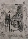 Félix Buhot, La Fête Nationale Au Boulevard Clichy, Etching and drypoint
