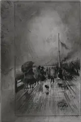 Félix Buhot, Jetee En Angleterre, JETEE EN ANGLETERRE, etching and drypoint