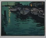 William S. Rice, Idle Boats-Oakland Estuary, Color woodcut