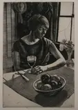 Howard Cook, Portrait of B, Etching and drypoint