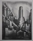 Howard Cook, Financial District, Lithograph