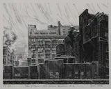 Grace Arnold Albee, The Storm-Old Chelsea District, Wood engraving