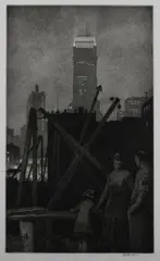Manhattan Lights by Martin Lewis, Drypoint, sold Feb 2010