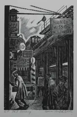 Bernard Brussel-Smith, Bowery, Wood engraving