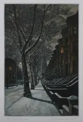 First Snow by Frederick Mershimer, Color mezzotint, sold Feb 2010