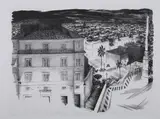 Prentiss Taylor, The Spanish Steps from Above, Lithograph