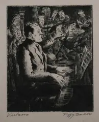 Peggy Bacon, Virtuoso (The Pianist), Drypoint