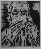 Karl Schrag, Self-Portrait with a Burning Match, Drypoint
