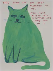 Untitled by David Shrigley, David Shrigley (b.1968) Untitled ('This Huge Cat...') offset lithograph in colours, sold Oct 2023