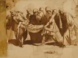 Giovanni Guerra, Untitled, 1544-1618) 'The Entombment' brown pen and ink and wash