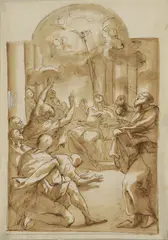 Domenico Piola, Untitled, 1627-1703) 'La Pentecoste' pen and ink and wash heightened with white 24.5 x 16.5