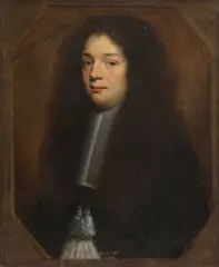 Mary Beale, Untitled, in a black coat and white tasselled collar oil on canvas