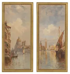 Untitled by George Hyde Pownall, oil on board 75 x 31cm (2), sold Sep 2023
