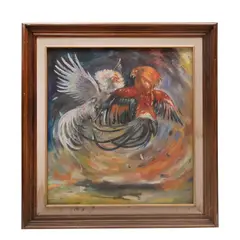 Gallos by Humberto Gonzalez, 1990, Óleo sobre tela, offered Oct 2022