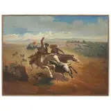 Coleando A Campo Abierto, MÉXICO, CA., 1900, Óleo sobre tela