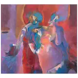 Luis Granda, Fantasía en rojo, Óleo sobre tela