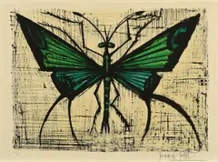 Le Papillon vert by Bernard Buffet, 1964, Farblithografie auf ARCHES (Wasserzeichen), sold May 2019