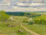 Fritz von Wille, Eifellandschaft mit der Nürburg, Öl auf Leinwand