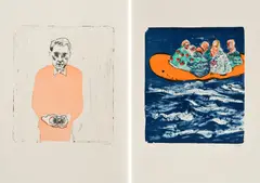 Konvolut von 2 Farblithografien by Daniel Richter, 2001, a) The Crew (Tarifa), sold Jun 2019