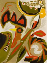 Otto Greis, "Dynamisches in drei Klängen", 1950, Mischtechnik auf Leinwand