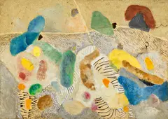 Carl Buchheister, "Komposition Rei", 1952, Mischtechnik auf Pappe