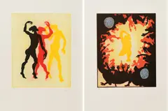 Jörg Immendorff, Konvolut von 2 Radierungen, 2001, Jeweils: Aquatintaradierung auf Somerset (Wasserzeichen)
