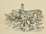 Alexander Kanoldt, Olevano II, 1924, Lithografie auf JWZANDERS (Wasserzeichen)
