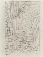"Vollersroda" by Lyonel Feininger, 1954, Tusche und Bleistift auf Maschinenbütten, sold May 2019