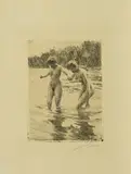 Anders Zorn, Zwei Badende, Radierung auf HOWARD (Wasserzeichen)