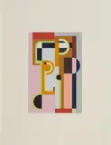 Walter Dexel, Komposition aus P-Formen, 1971, Farbserigrafie auf Schoellershammer