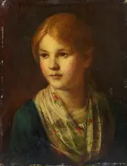 Portrait eines Tiroler Mädchens by Franz Defregger, Öl auf Karton, sold Nov 2019