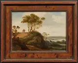 Abraham Blommaert, Flusslandschaft mit Figuren auf einer Anhöhe, Technik: Öl auf Holz
