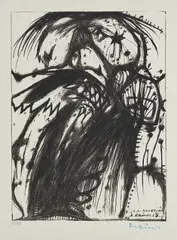 J.A. Bangroft by Arnulf Rainer, 1967, Lithografie auf Bütten, sold Apr 2020