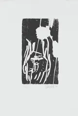 Ohne Titel by Georg Baselitz, 1990, Holzschnitt auf Offsetpapier, sold Jan 2020
