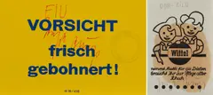Konvolut von 2 Multiples by Joseph Beuys, a) Vorsicht frisch gebohnert! Offset auf gelbem Papier mit handschriftlichem Zusatz, sold Nov 2019