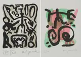 Konvolut von 2 Lithografien by A. R. Penck, Farblithografie auf Velin, sold Jan 2020