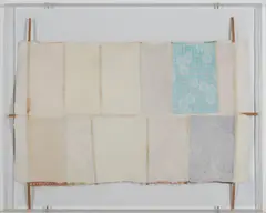 Bones and Unions, Hard Height by Robert Rauschenberg, 1975, Handgeschöpftes Papier und Stoff, sold Oct 2019