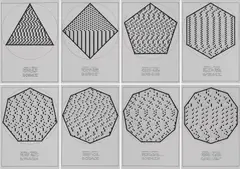 Rune Mields, Polygone, 1979, Mappe mit 8 Serigrafien auf leichtem Karton
