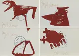 Konvolut von 6 Postkarten (Aus: "Zeichen für den Braunraum") by Joseph Beuys, 1984, Jeweils: Farboffset auf Karton, sold Nov 2019