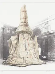 Wrapped monument to Leonardo by Christo, 1971, Farbserigrafie auf Velin, sold Jan 2021