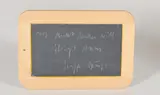 Wer nicht denken will fliegt raus by Joseph Beuys, Schiefertafel in Holzrahmen mit handschriftlichem Zusatz, sold Nov 2019