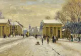 Heinrich Hermanns, Wintertag am Ratinger Tor in Düsseldorf, Öl auf Leinwand