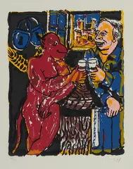 Schlösser by Jörg Immendorff, 1998, Farbserigrafie auf Bütten, sold Oct 2019