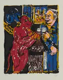 Jörg Immendorff, Schlösser, 1998, Farbserigrafie auf Bütten