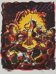 Weinprobe by Jörg Immendorff, 1997, Farblithografie auf Velin, sold Jan 2020