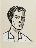 Stephan Balkenhol, Kopf, 2004, Farbholzschnitt auf grauem Somerset (Wasserzeichen)