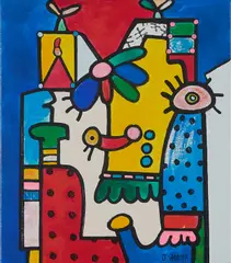 Ohne Titel by Otmar Alt, 1995, Acryl auf Holz, sold Feb 2020